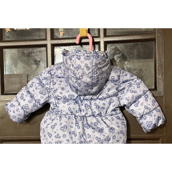 Wippette Kids Purple Puffer Coat Girls 12 Months Toddler Baby Floral Winter - Picture 8 of 13